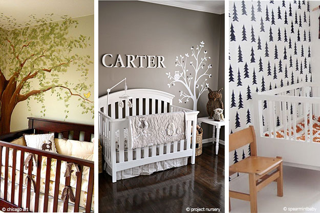 Cartoon Design, Letter Names and Tree Accent Wall - Nursery Picks