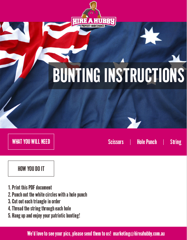 Hire A Hubby Australia Day Bunting Instructions
