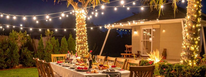 Well positioned string lights can bring that festive mood and ambience to your outdoor entertaining areas.