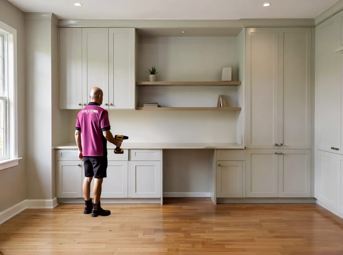 Handyman adding storage to maximise space.